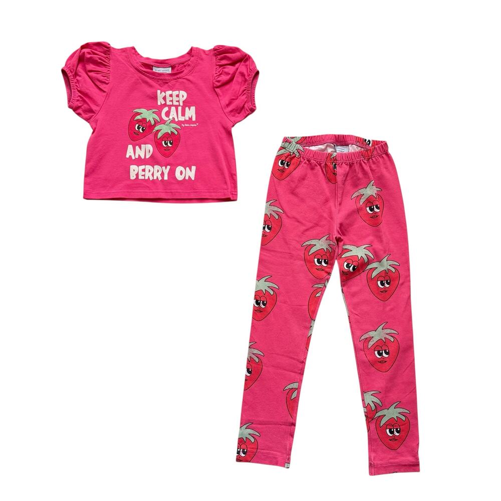 Dear Sophie Strawberry Cropped Tee + Leggings Outfit Size 6-8y